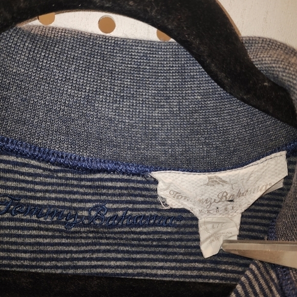 Tommy Bahama Blue Pull Over Reversable Sweater Large 1/4 Zip - Picture 6 of 10